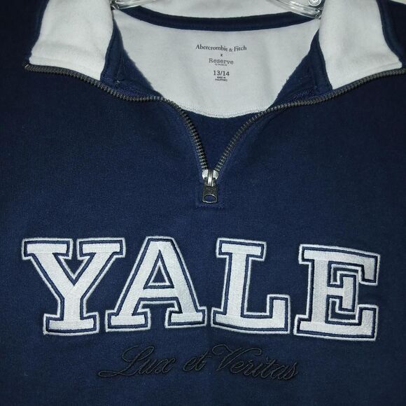 Abercrombie & Fitch x Reserve by Blur 84 Navy Quarter Zip Yale Sweatshirt 13/14 - Picture 2 of 5